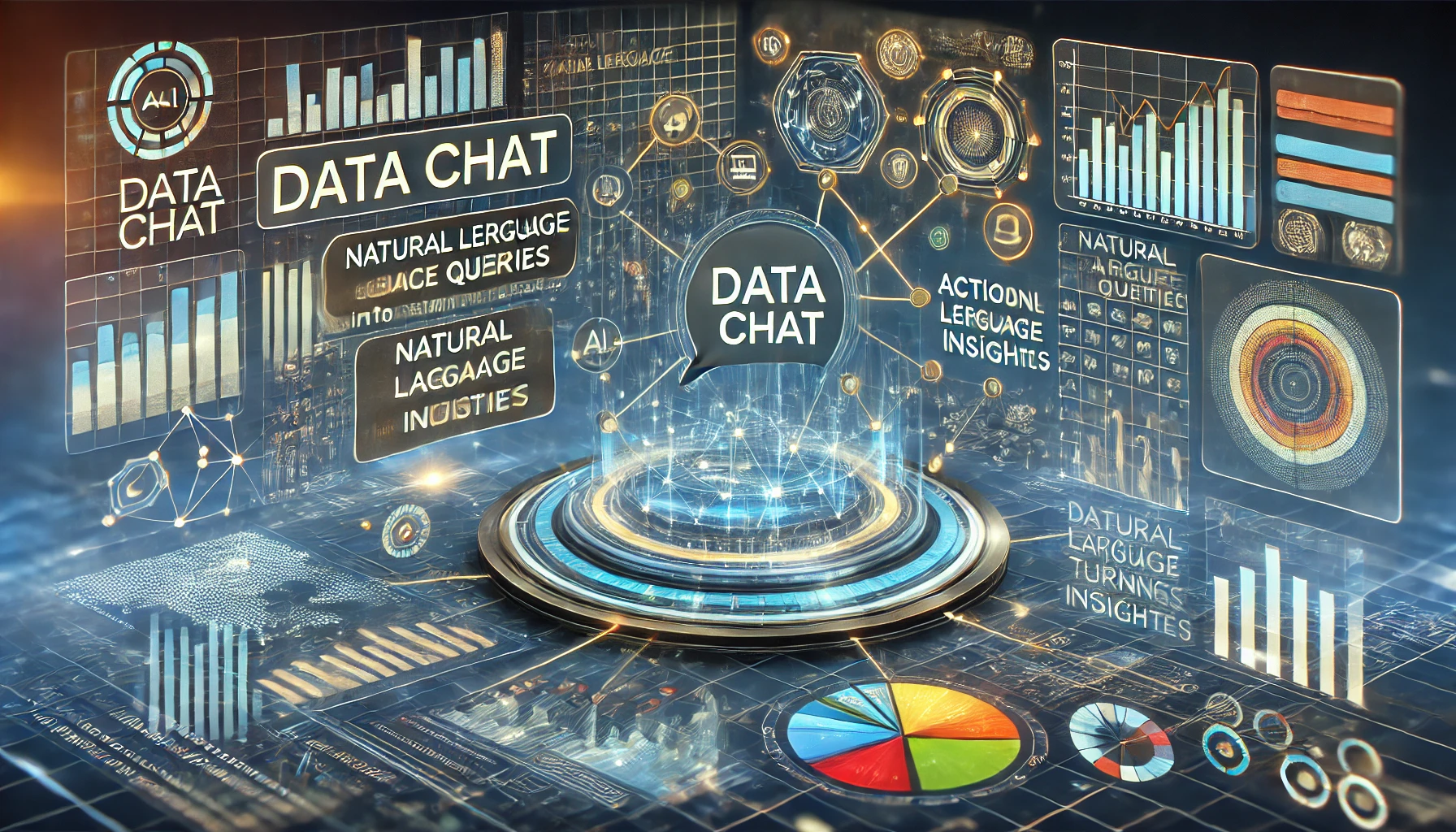 DALL·E 2024 08 23 14.37.24 A visual representation of Data Chat showcasing AI powered data analysis in a business context. The image should depict a digital interface with va